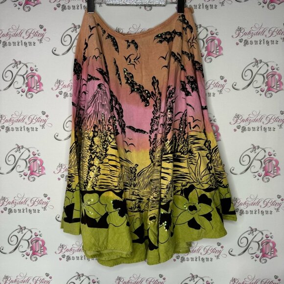 RDI Hawaii skirt sequin ombré pink orange yellow green sparkly shimmer volcano - Picture 11 of 15